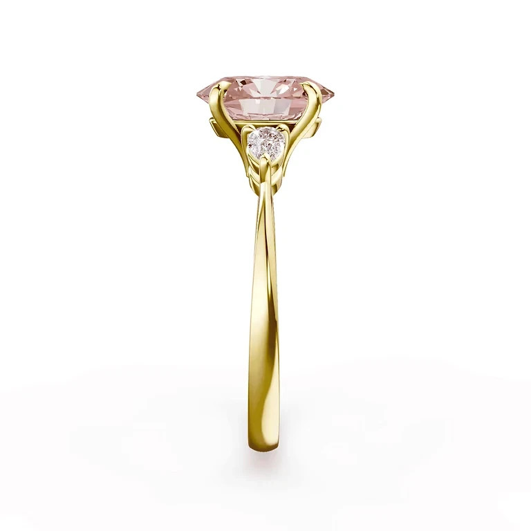 18k Yellow Gold IGI Lab Created Fancy Vivid Pink Diamond Ring 3.20 Ct Oval Cut