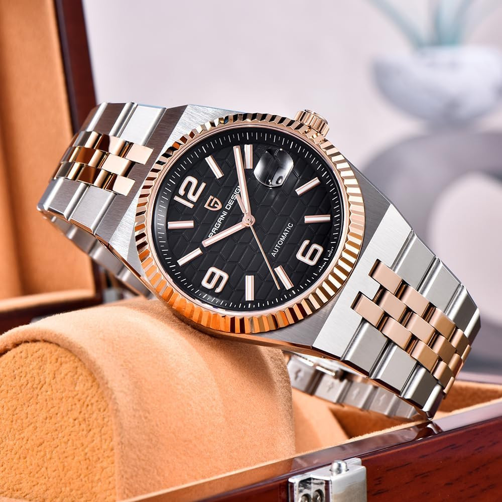 Men’s 40mm Automatic Mechanical Watch – Sapphire, 100M Waterproof, Luminous