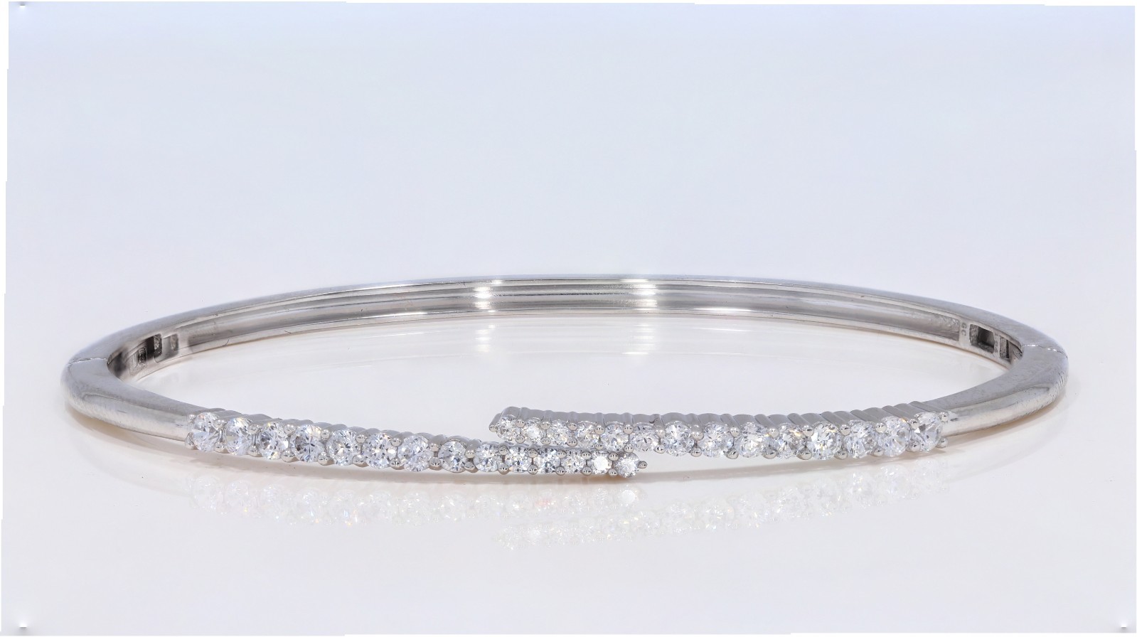 Clearance..! 1.00 CT Lab Grown Diamond Bangle in White Gold Plated 925 Silver