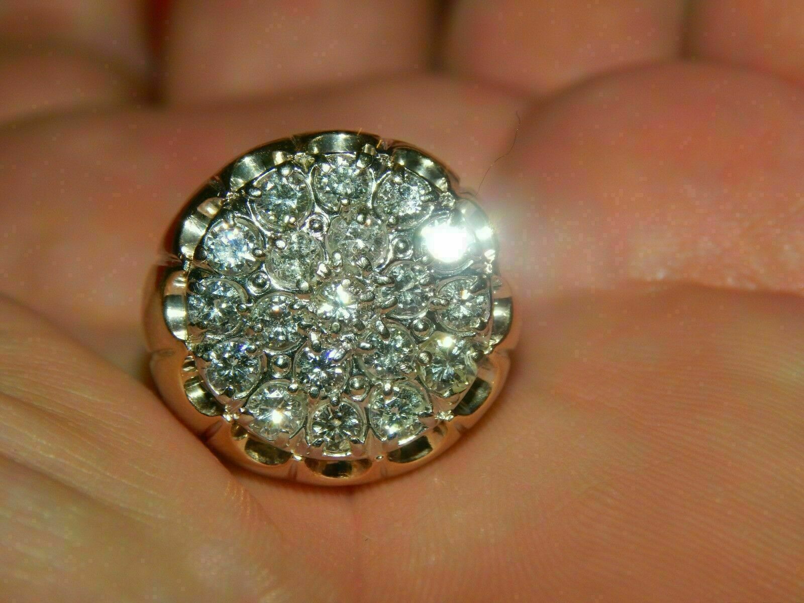 2.50 Ct Round Simulated Diamond Cluster Band Pinky Ring Gift Yellow Gold Plated