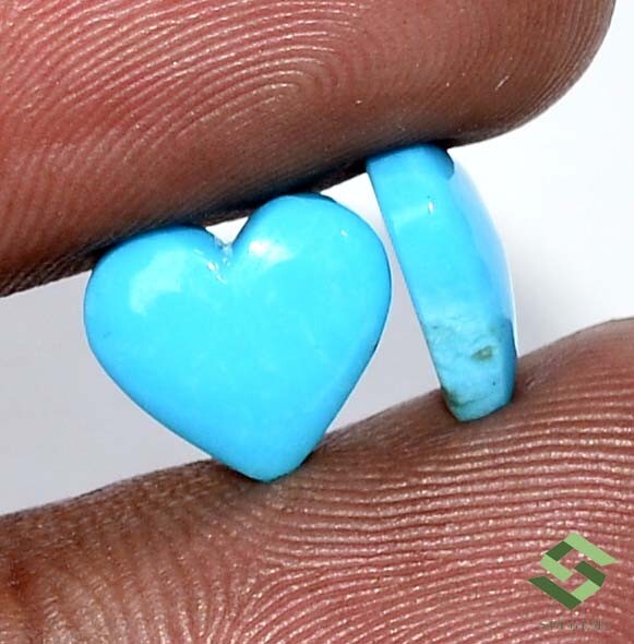 10×10 mm Natural Turquoise Heart Shape Cabochon Pair 4.94 CTS Loose Gemstones