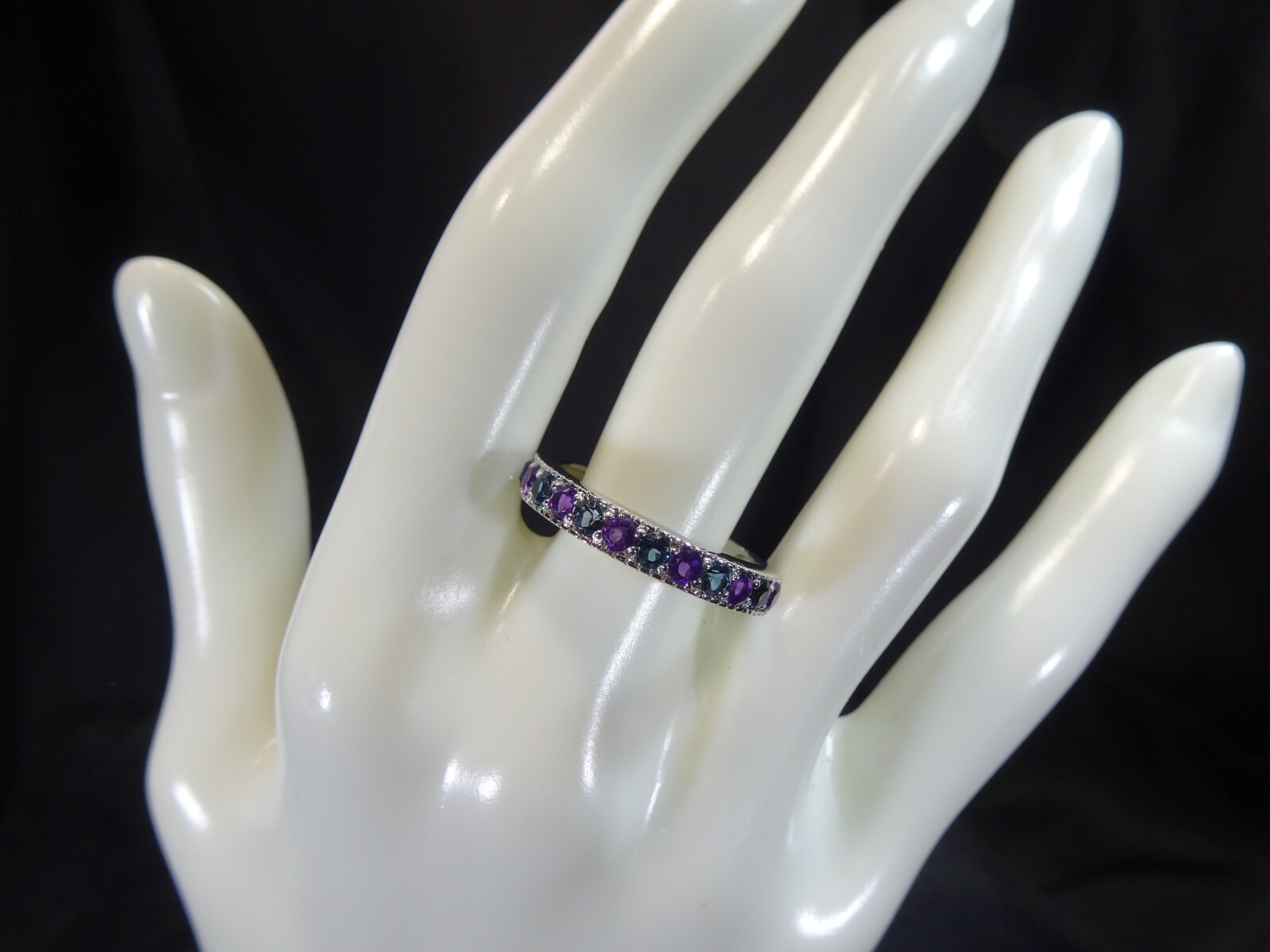 0.90 ct Natural Purple Amethyst & London Blue Topaz Solid Sterling Silver Ring