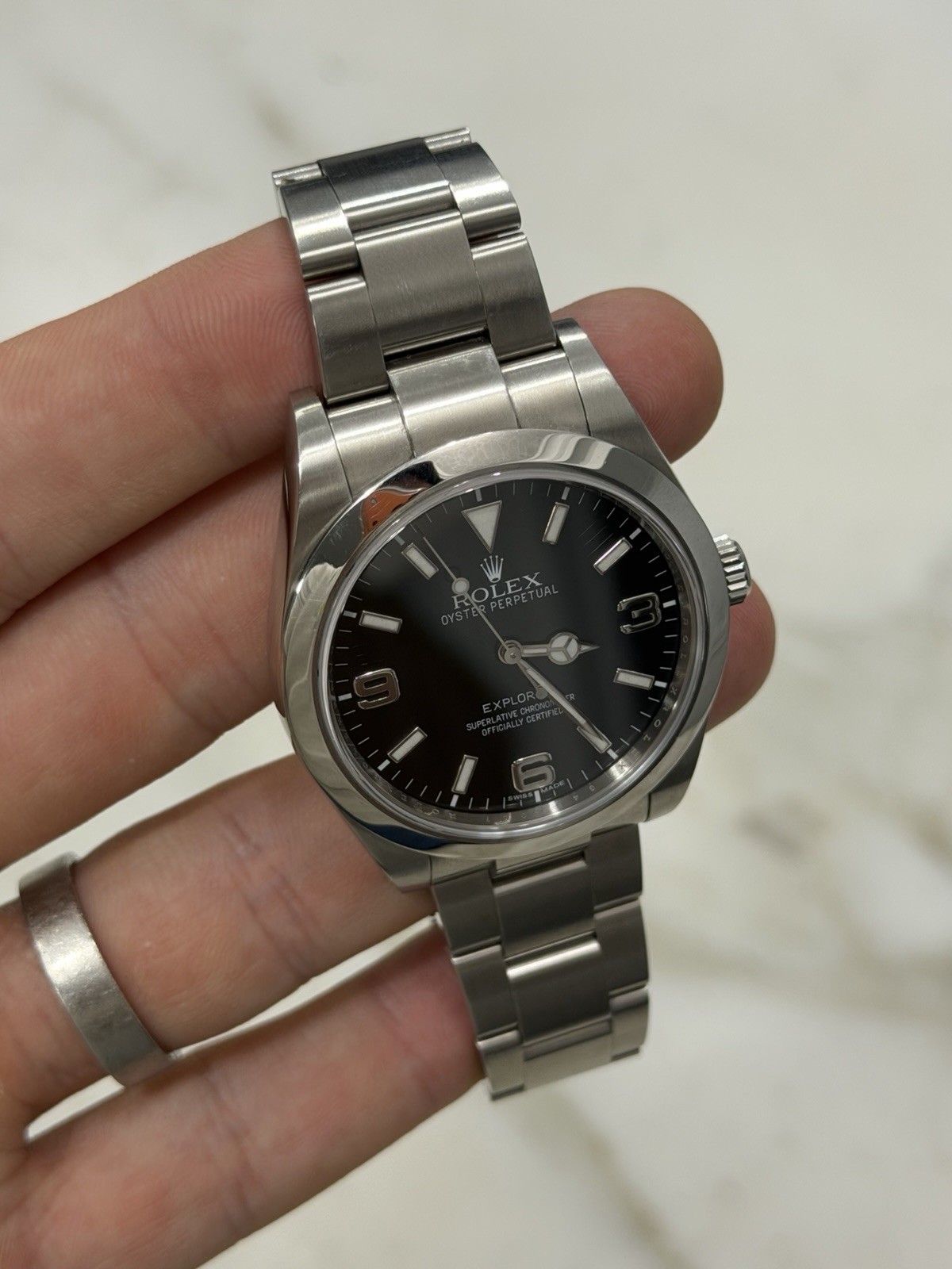 2012 Rolex Explorer Stainless Steel 39mm MK1 Auto Men’s Watch 214270 W/ Card
