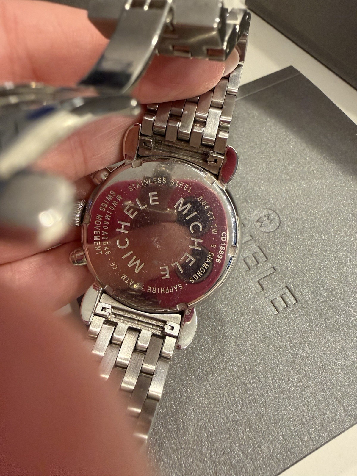 MICHELE CSX Diamond Chronograph Quartz Watch Diamond Markers MOP Dial Box