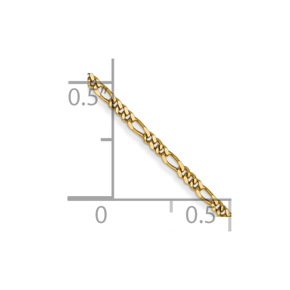 14k Yellow Gold 1.25mm Flat Figaro Link Chain Bracelet 7 Inch