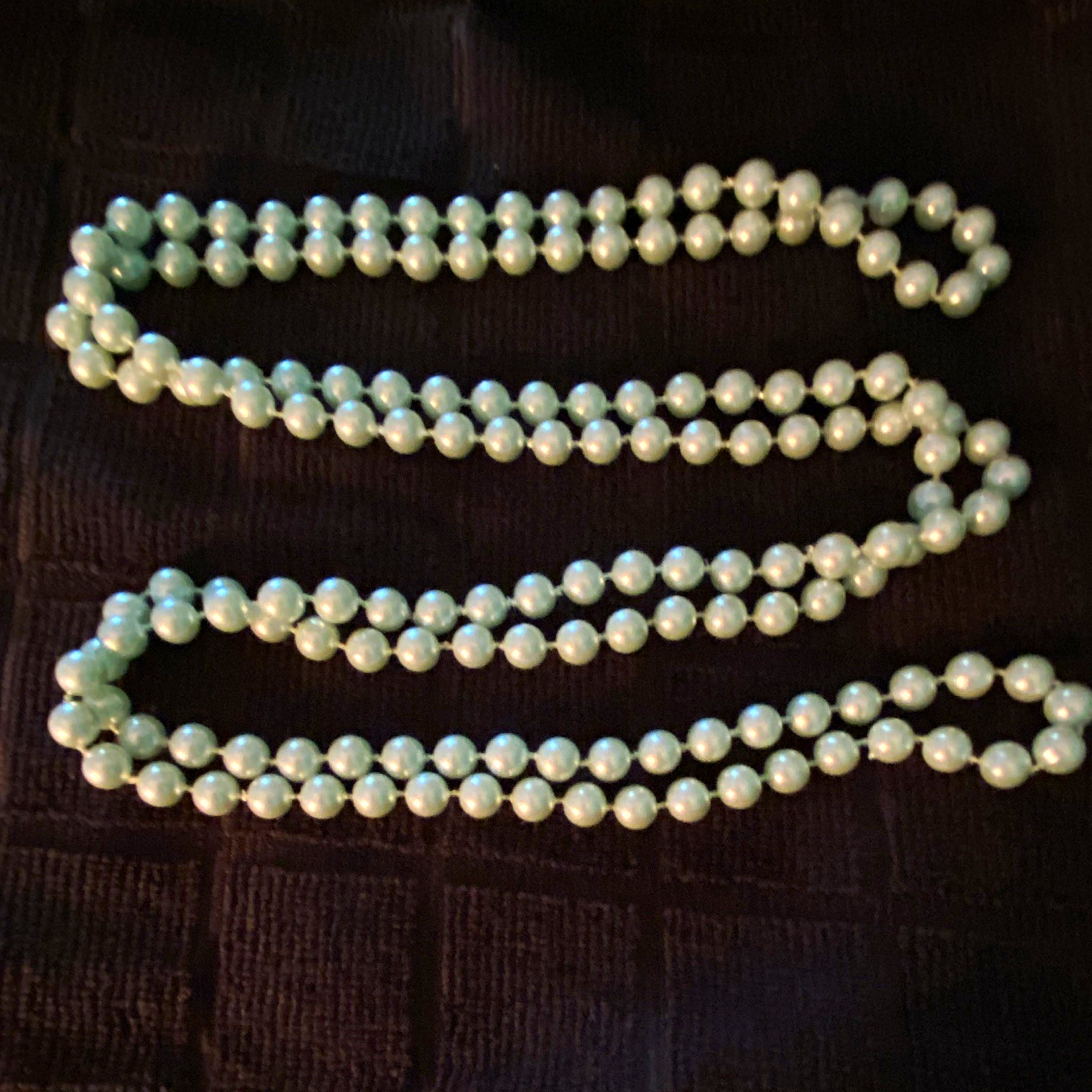 White Imitation Pearl Beaded Strand Necklace, Round Simulated Plastic Beads