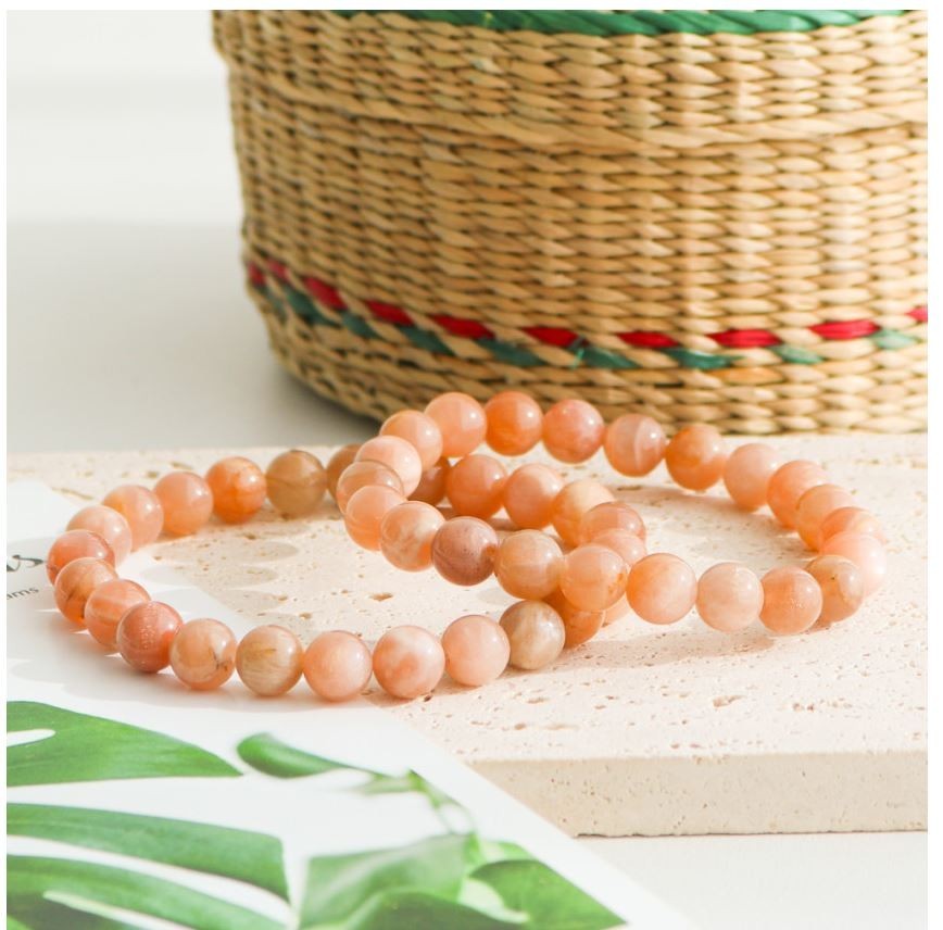 AAA Natural Sunstone Bracelet 8mm Healing Crystal Solar Energy Success Gemstone