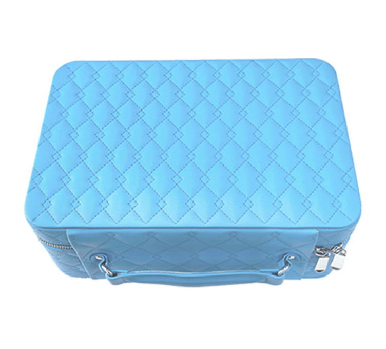 Baby Blue Luxury Travel Jewelry Case Organizer – Real Genuine Leather
