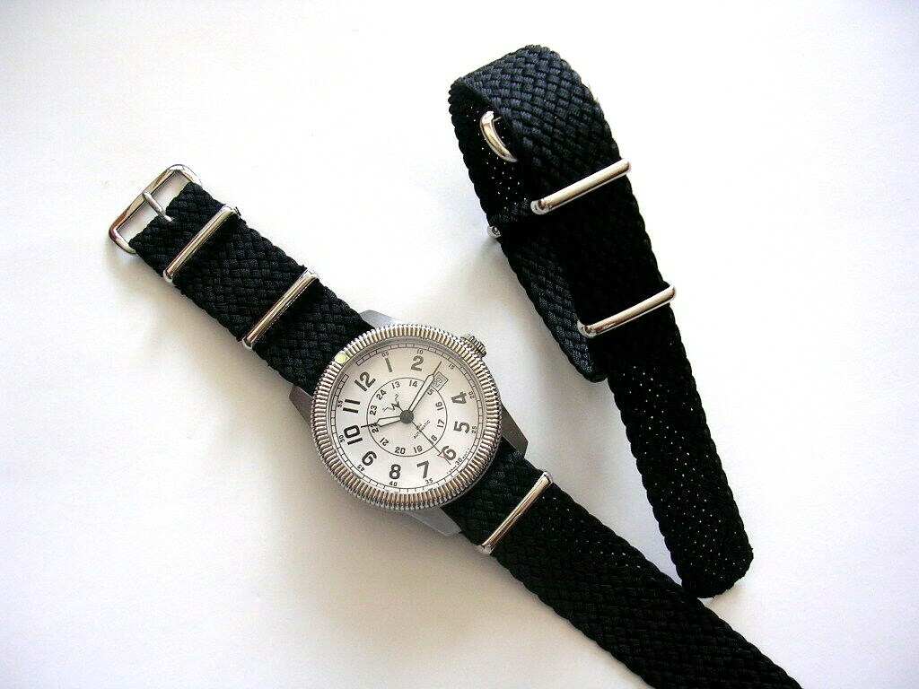 18mm Black Woven Braided SS NATO G10 ® Premium Nylon watch band strap IW SUISSE