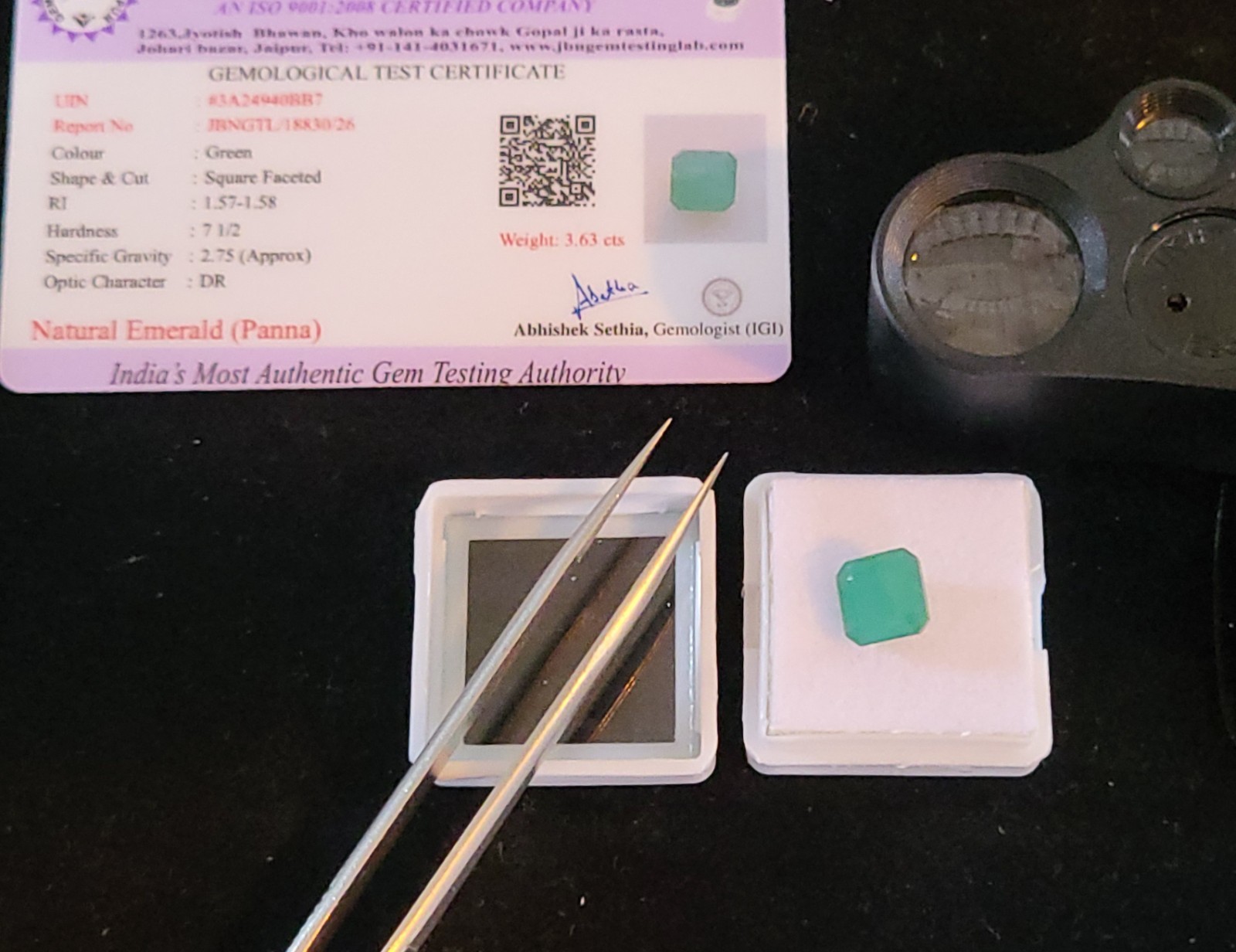 Natural Untreated Certified Rich Green Translucent Columbian Emerald 3.63ct