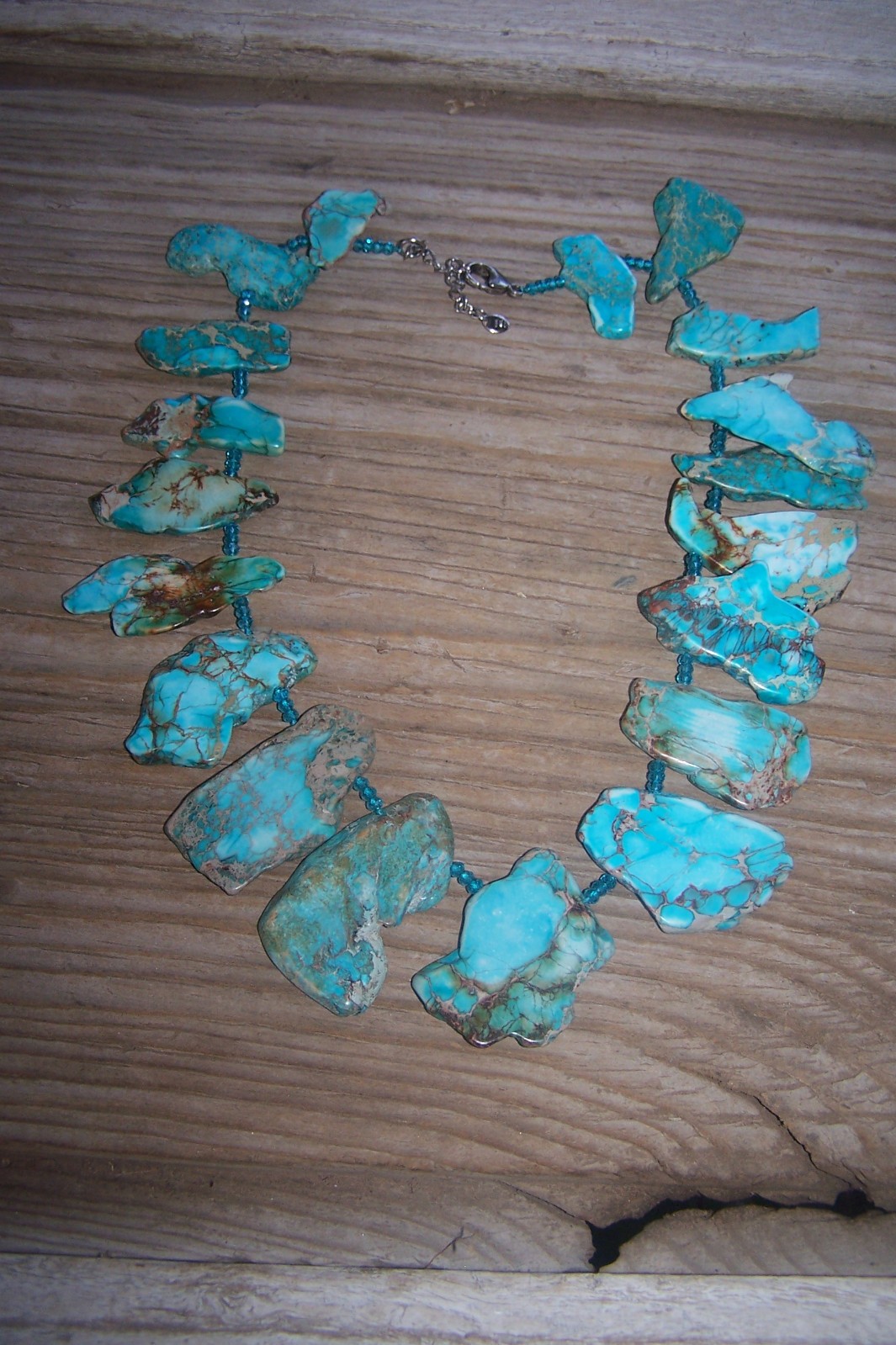 NWOT LUC Lucas Lameth Sterling Silver Turquoise Jasper Slab Statement Necklace