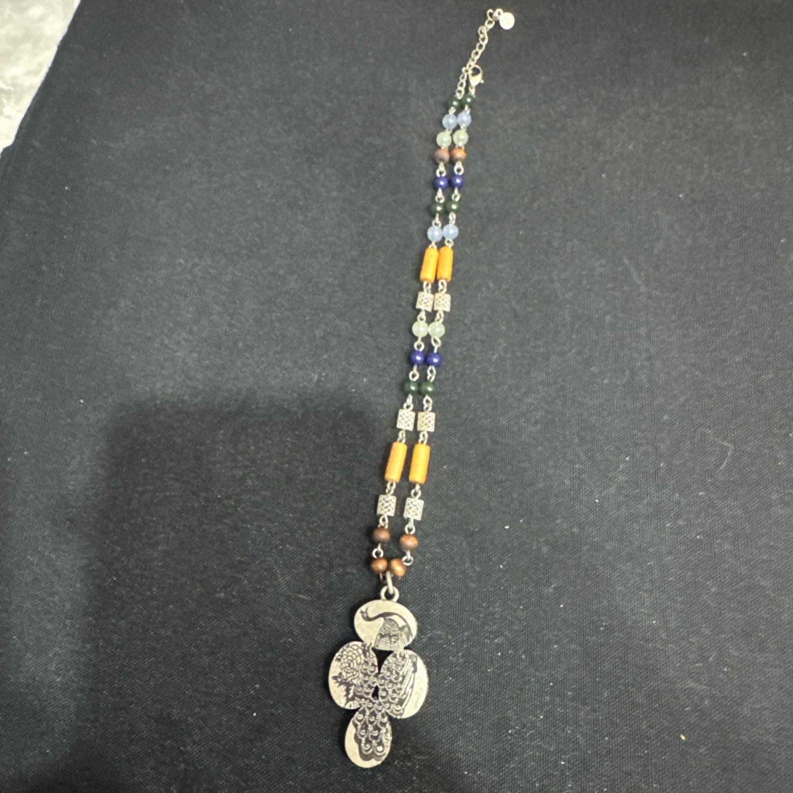 XC Lovely Green Blue And Brown Faceted Beaded Necklace