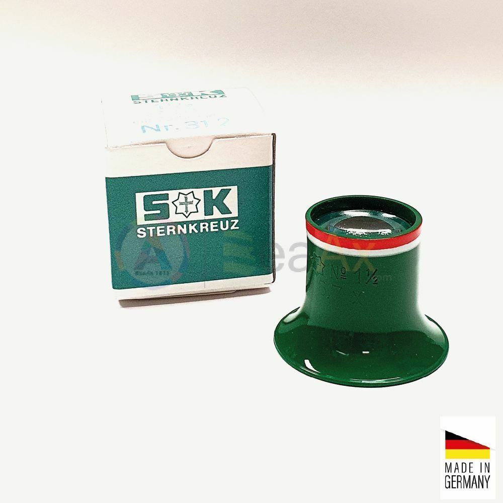Monocolo da orologiaio prefessionale plastica verde Sternkreuz Germany watch