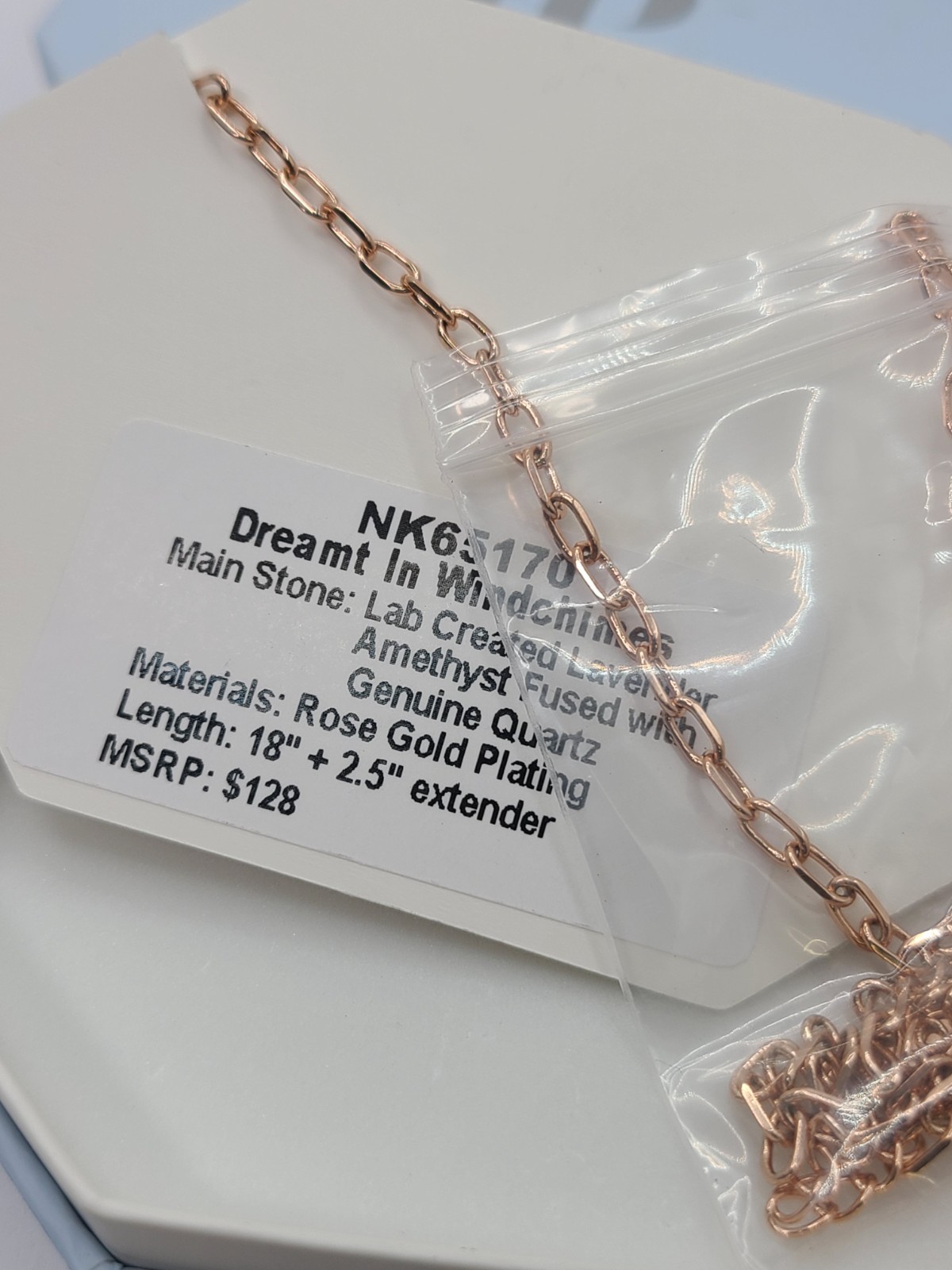 Bomb Party Necklace “Dreamt In Windchimes” Lavender Amethyst + Quartz Rose Gold