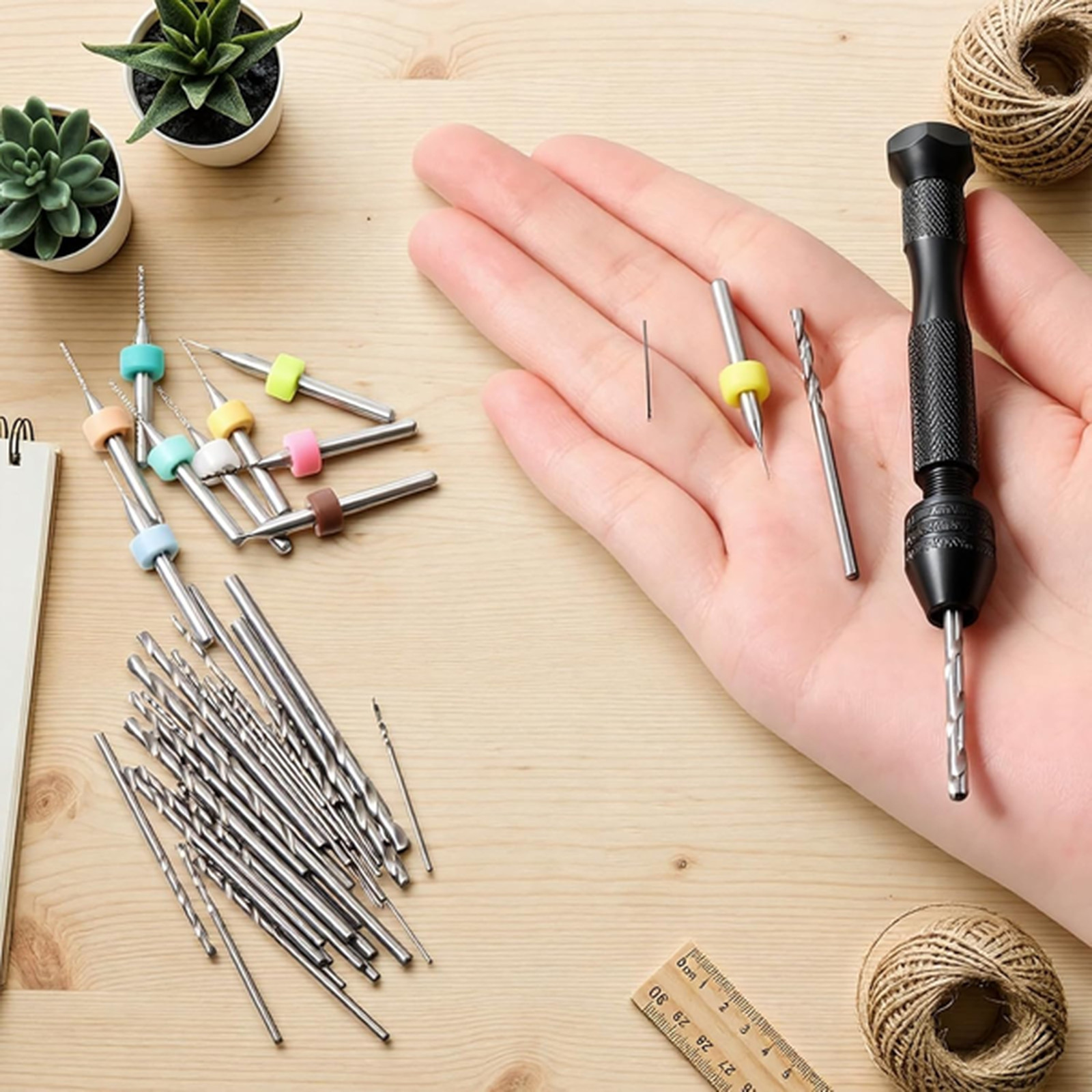 Hand Drill Bits Set with Pin Vise – 59 Pcs Micro Drill Bits Set Including 48