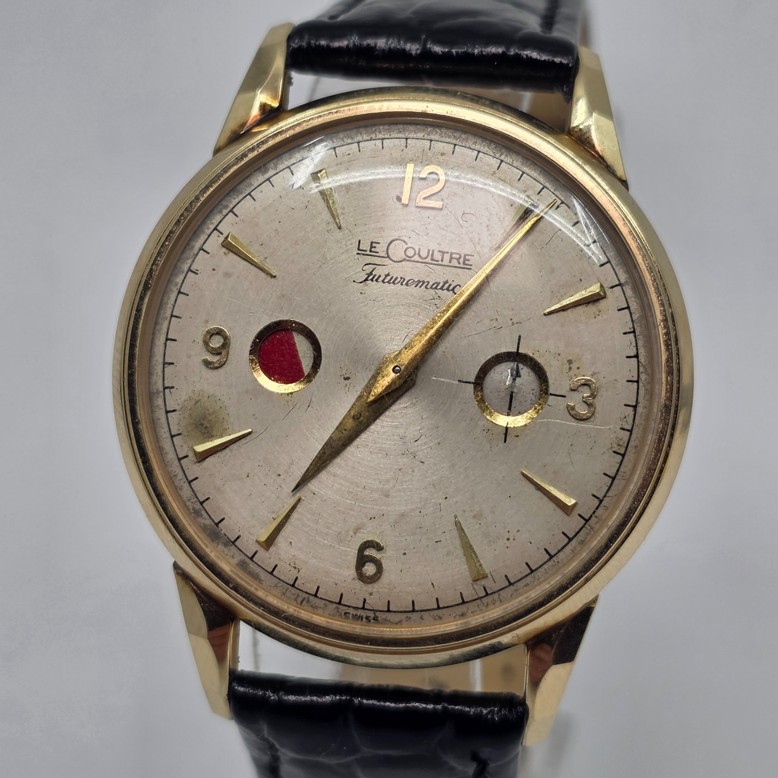 RARE Le Coultre Futurematic Porthole Bumper Automatic Power Reserve Watch