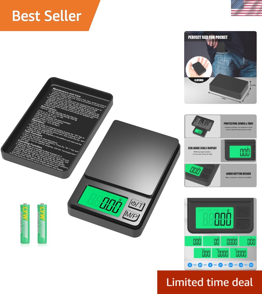 Precision Digital Pocket Scale 1000g x 0.01g – Perfect for Jewelry & Food