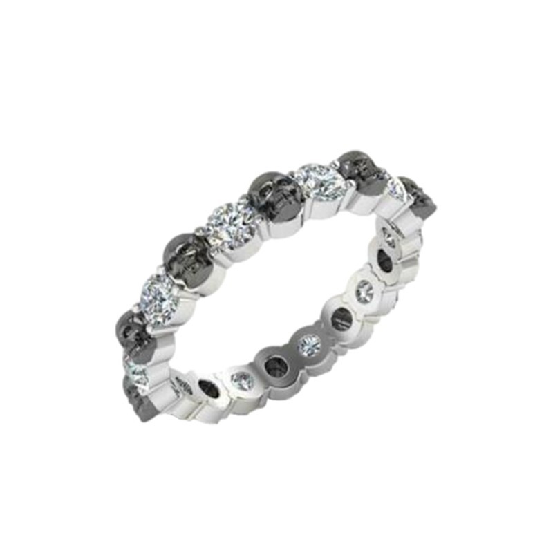 2.50Ct Round Eternity Diamond Black Skull Band Ring 14K White Gold Finish Silver