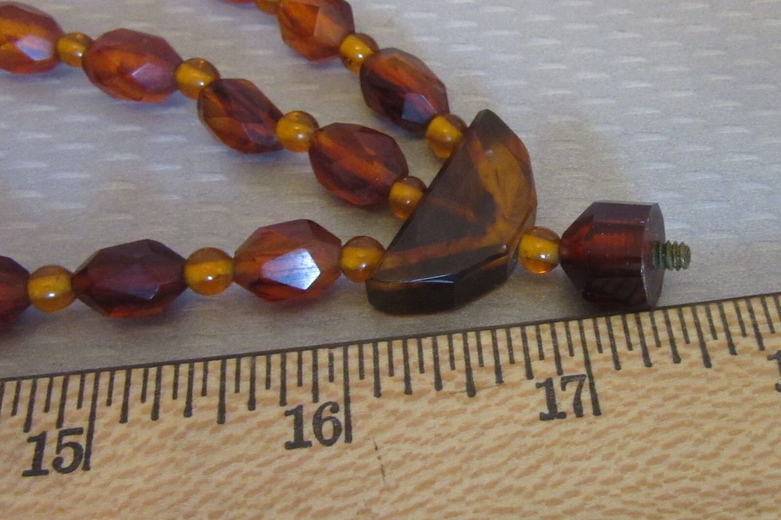 vintage Bakelite Bead Multicolor Clear Amber Triple Strand Necklace TESTED 153g