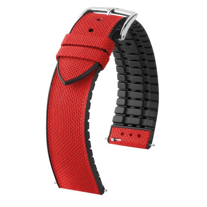Hirsch Arne Sailcloth Watch Band Strap Red 20mm SHORT Quick Release