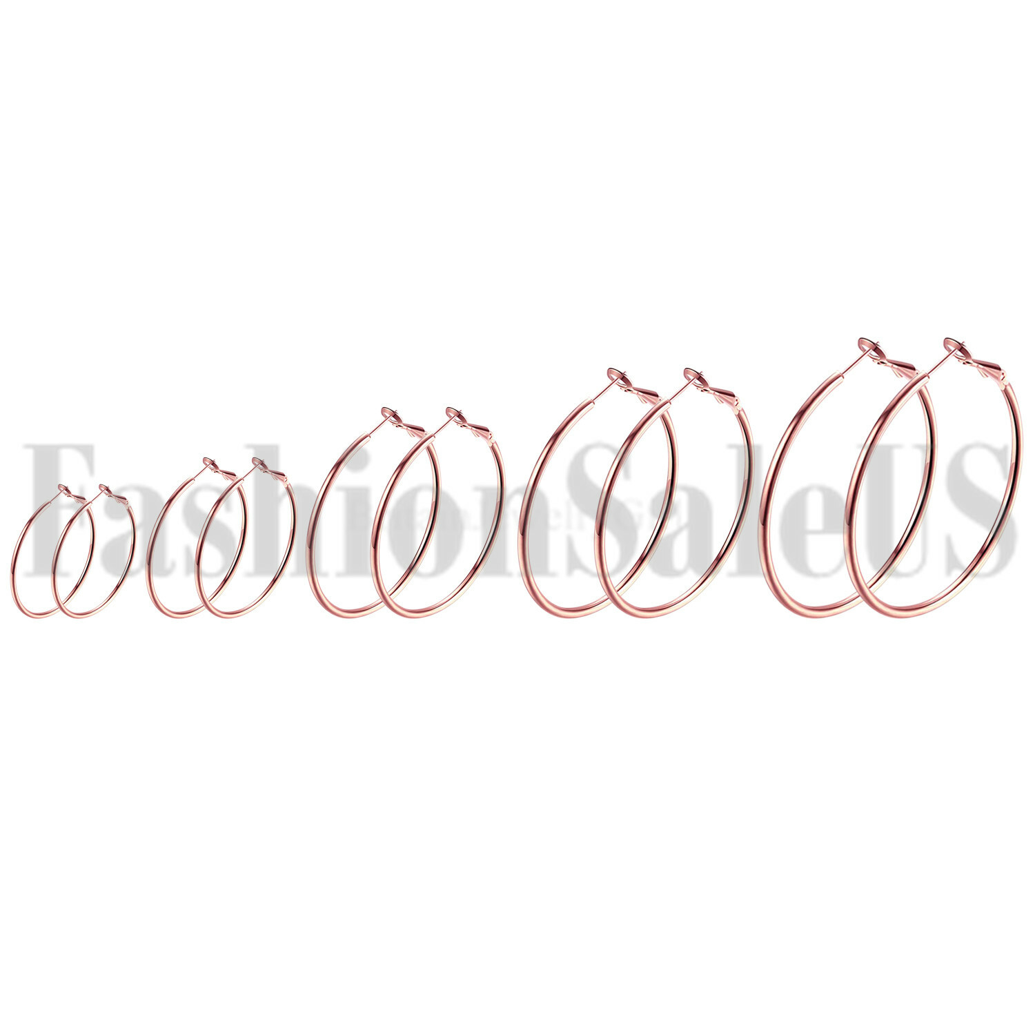 30-70mm 4-color Womens Stainless Steel Round Dangle Large Hoop Earrings 10pcs