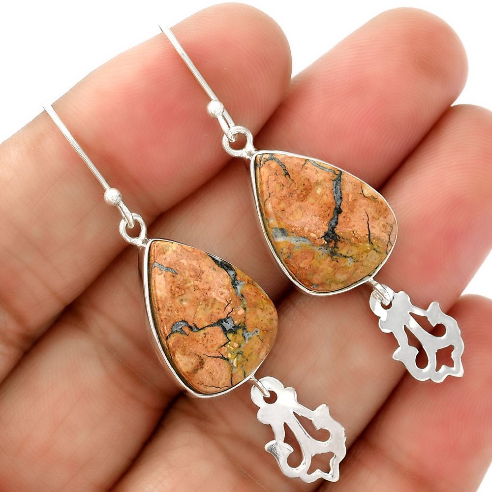 Natural Maligano Jasper – Indonesia 925 Sterling Silver Earrings Jewelry E-1079