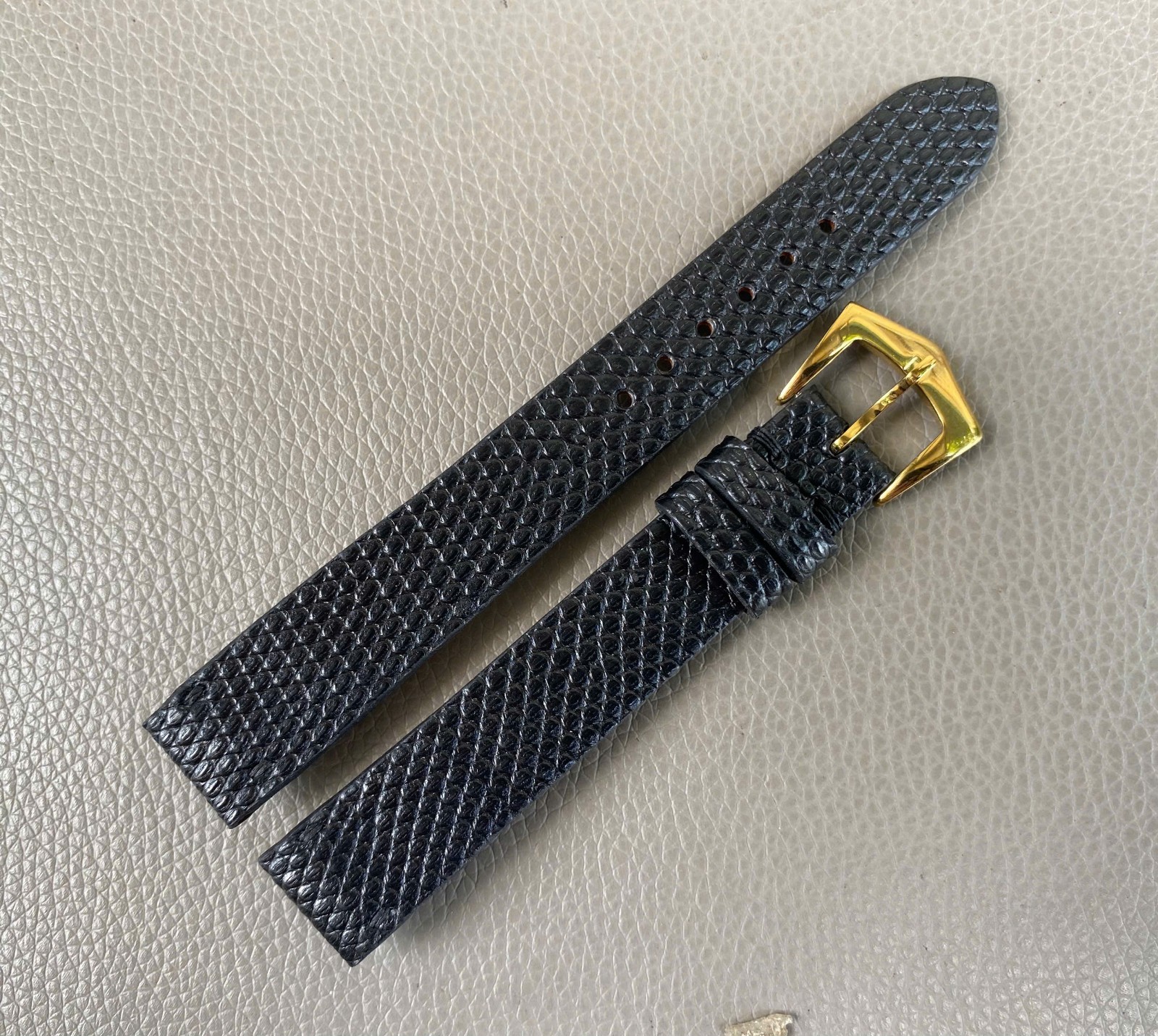 Open Ended Black Genuine Lizard Leather Watch Strap size 12 13 14 15 16 17..26mm