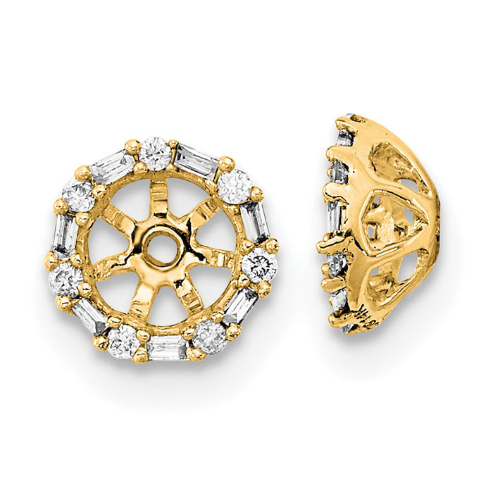 14K Solid Yellow Gold Diamond Earring Jackets