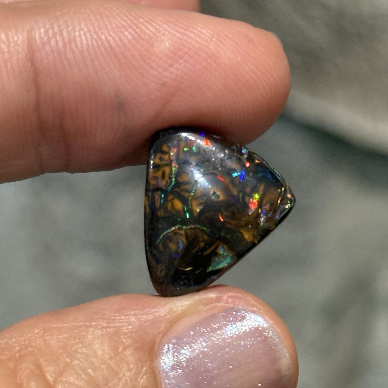 10.2ct 15.6×14.5×5.2mm Colorful Australian Koroit Boulder Opal Cabochon Gem