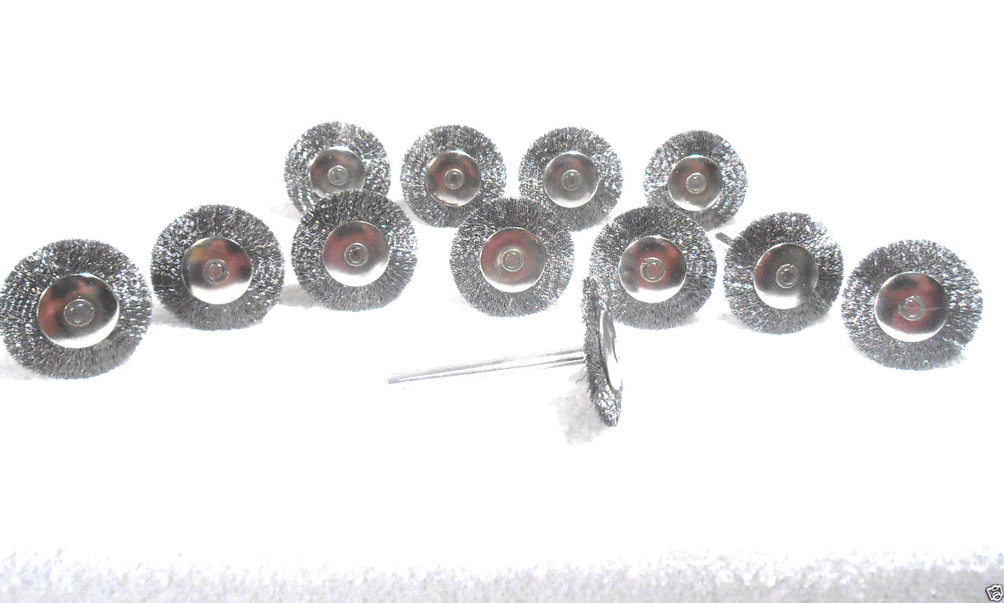 STAINLESS WIRE WHEEL BRUSH LOT OF 12 PC. 1-1/2″ INCH FOR ROTARY TOOL 1/8th SHANK