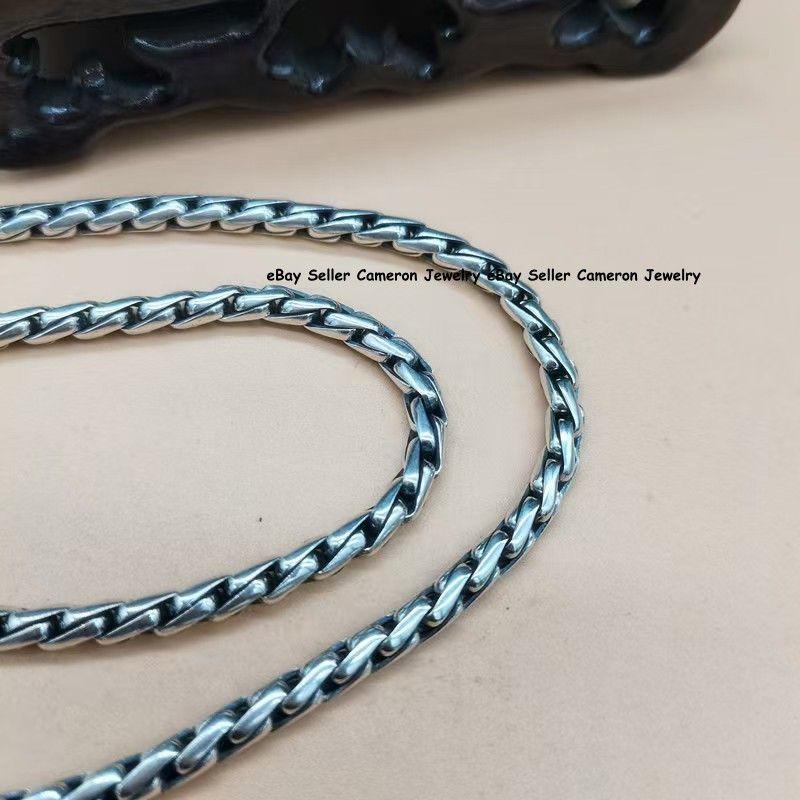 Men’s 925 Sterling Silver Chain 6mm Twist Braided Wheat Link Necklace 20-30in