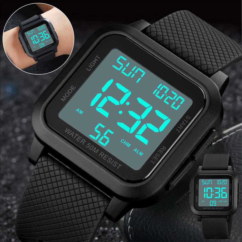 Men’s Military Sports Watch LED Screen Large Digital Face Waterproof Wristwatch