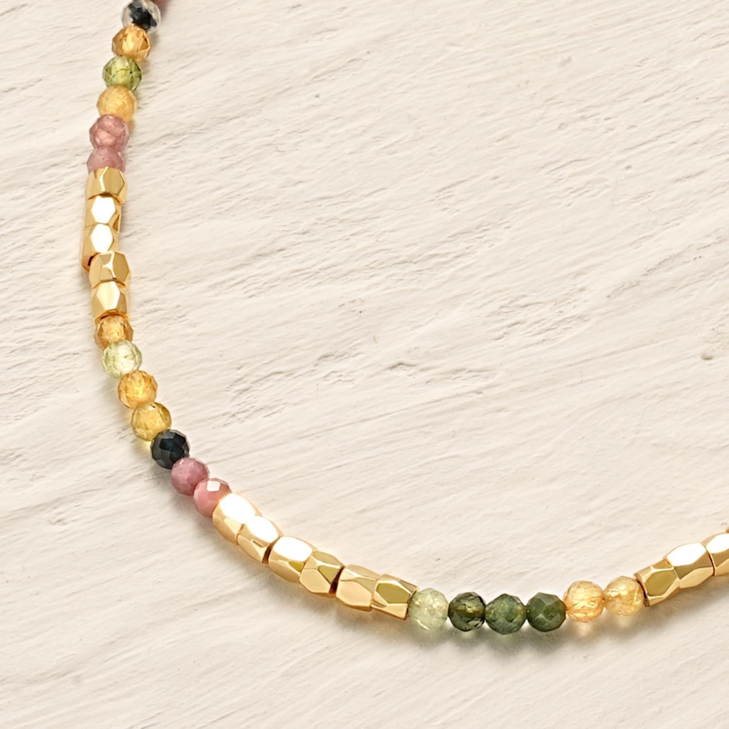 Trendy Handmade Gold Plated Choker – Dainty Tourmaline Bead Layering Necklace