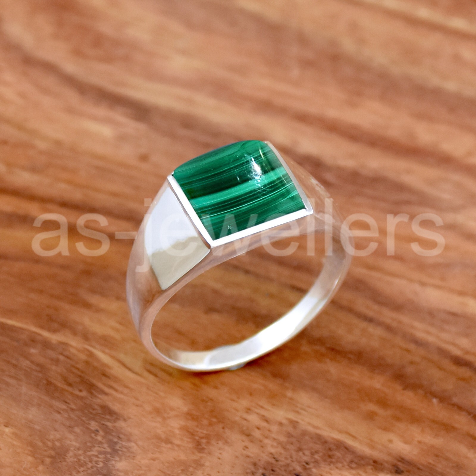 925 Sterling Silver, Silver Ring, Gemstone Jewelry, Malachite Ring for Unisex