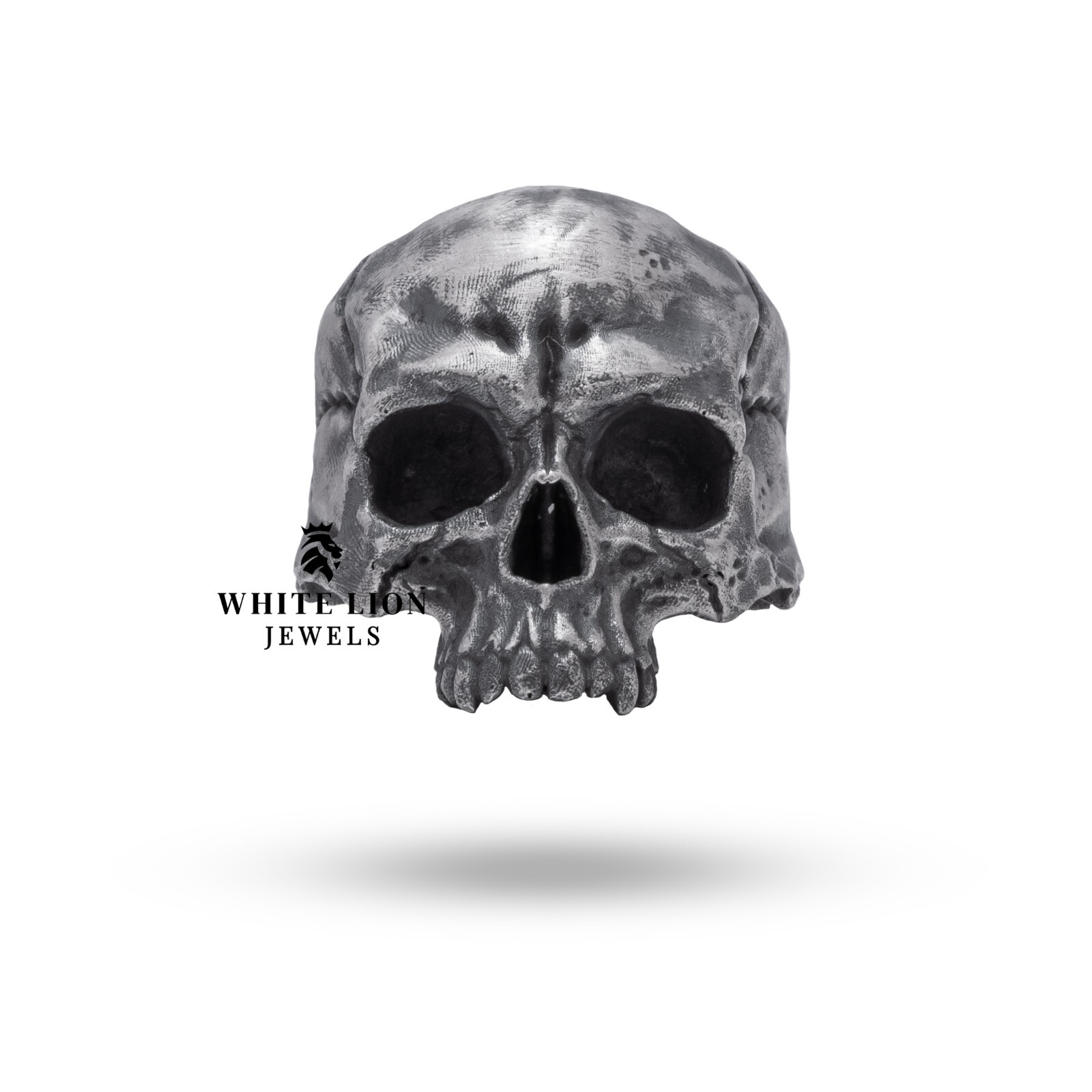 Gothic Half Jaw Biker Rider 925 Silver Skull Crack Oxidized Ring