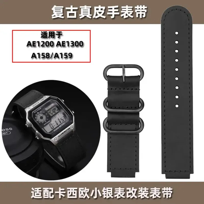 Retro Leather Watch Strap For Casio AE-1200WH A159W-N1 A168 AE-1200WH/1300/1000