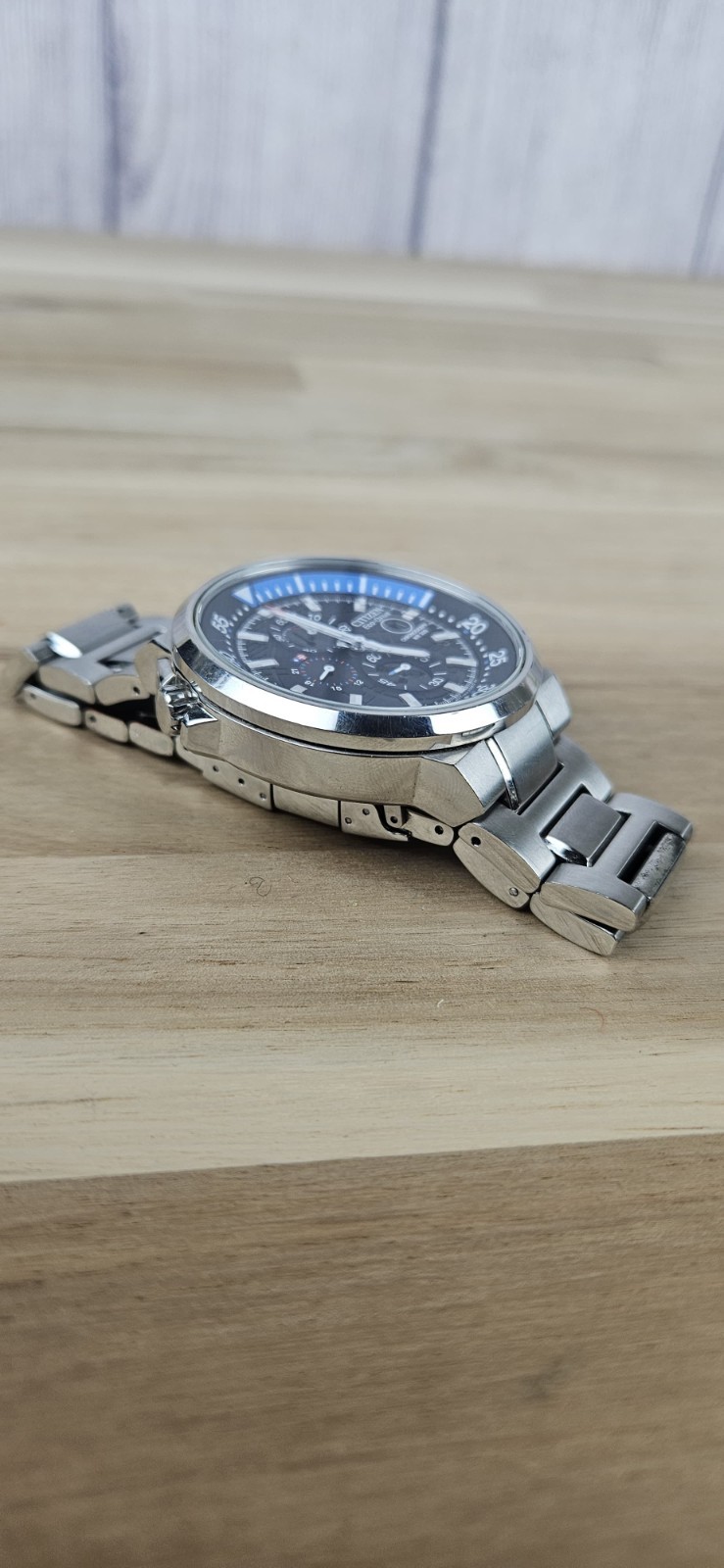 Citizen Eco-Drive Chronograph Solar Quartz 48.5mm BlueDial WR200 Watch Working