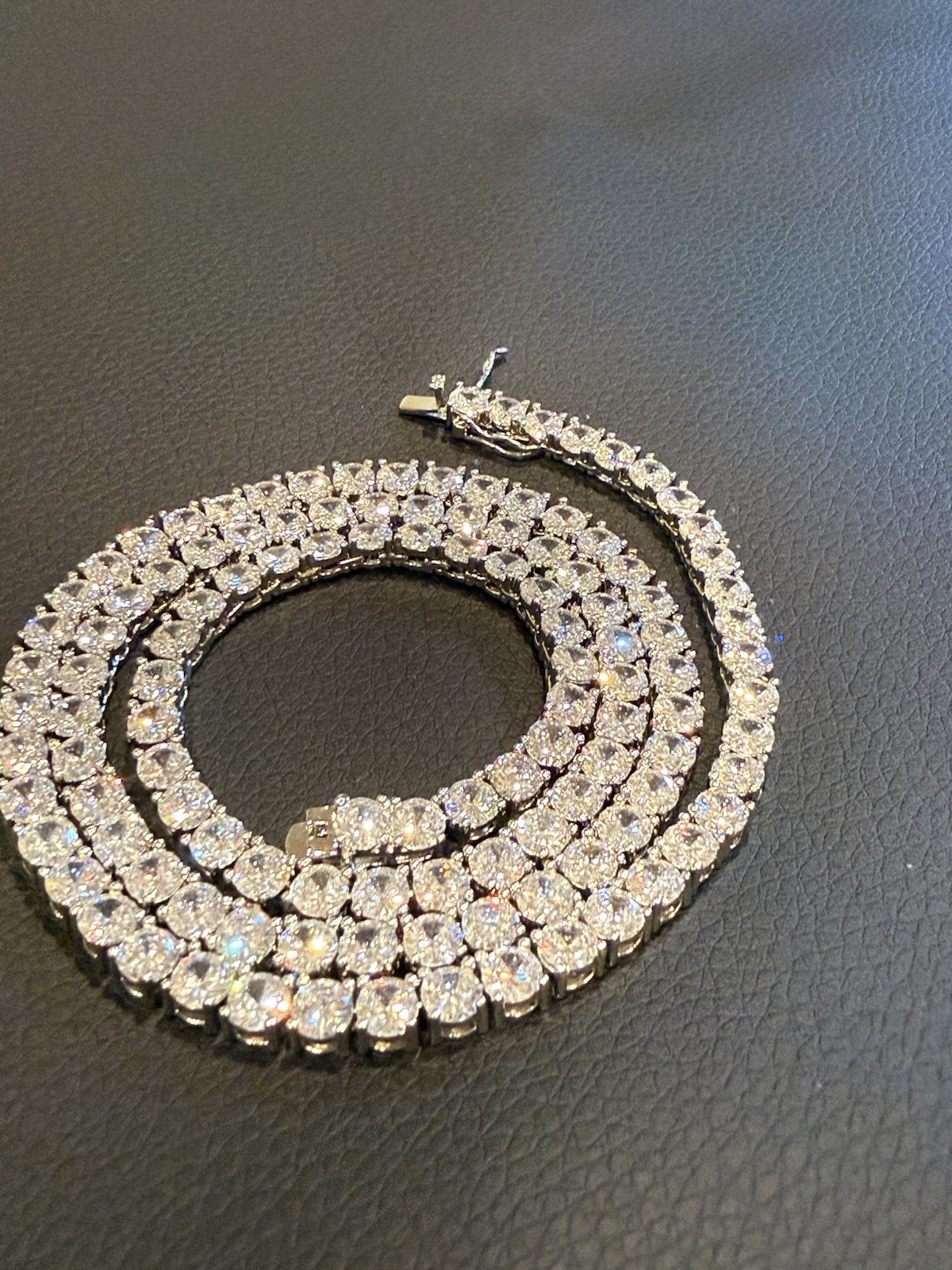 24-inch 925 Sterling Silver Moissanite Tennis Chain Necklace 6mm for Men Jewelry
