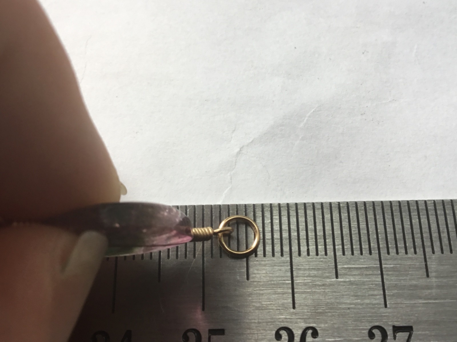 Solid 9ct gold tourmaline slice pendant 9k 375