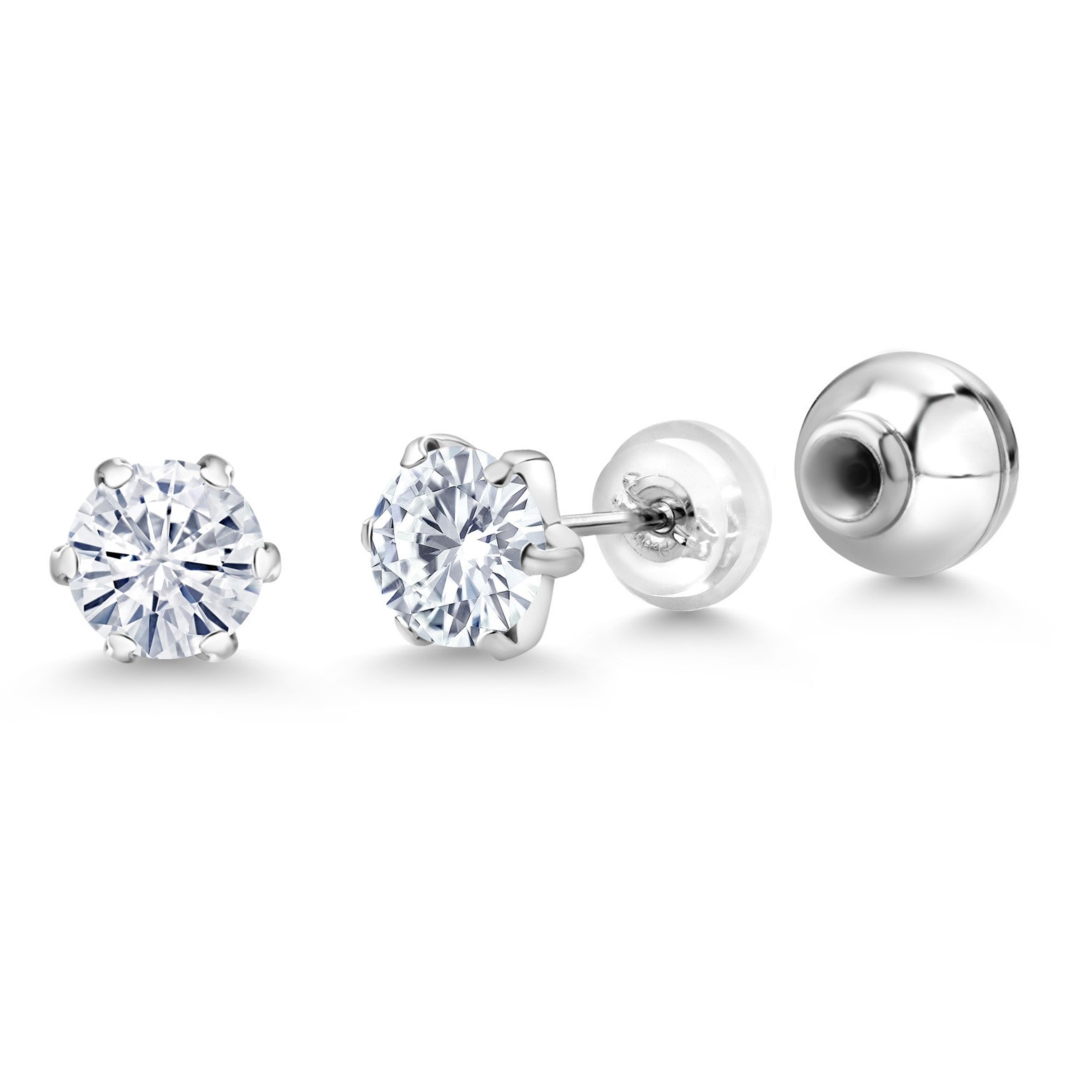 1.60 Cttw PT900 Platinum 900 Six Prong 6MM Moissanite Stud Earrings For Women