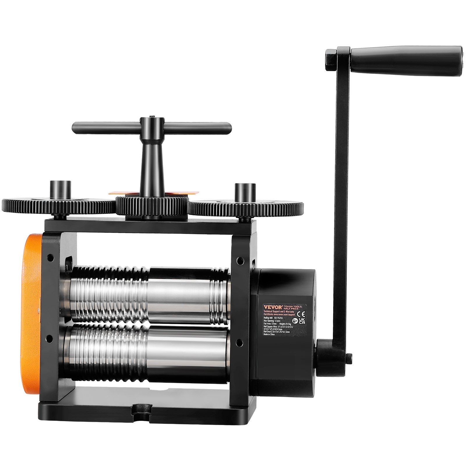 57mm 3-in-1 Jewelry Rolling Mill 0-5.5mm Press & 1:2 Gear Ratio