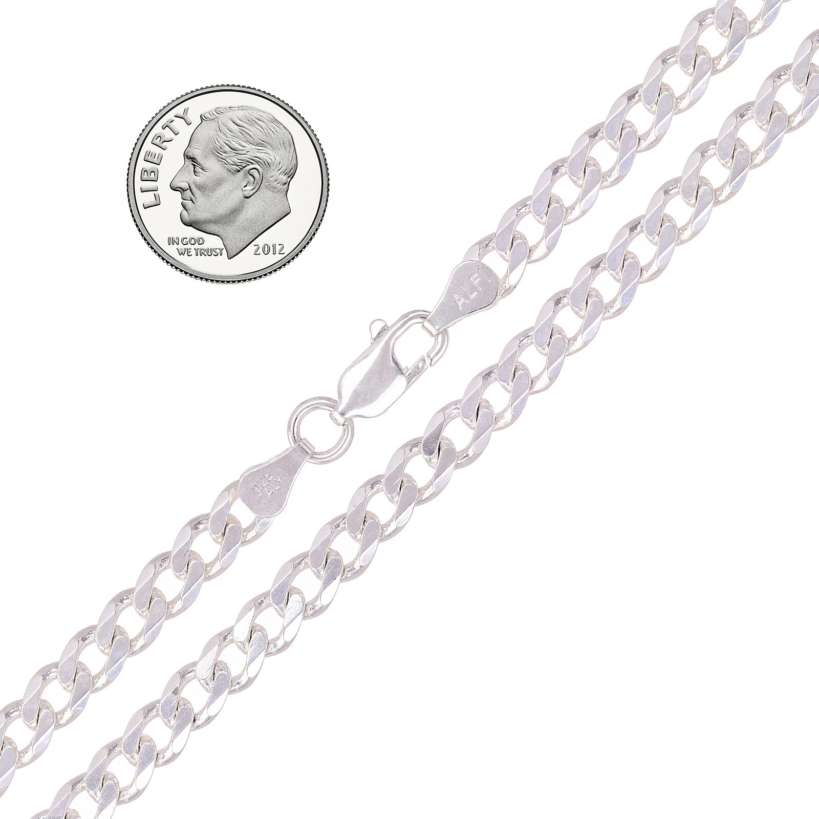 925 Sterling Silver Solid Cuban Link Bracelet 5.25mm 7″ 8.8grams