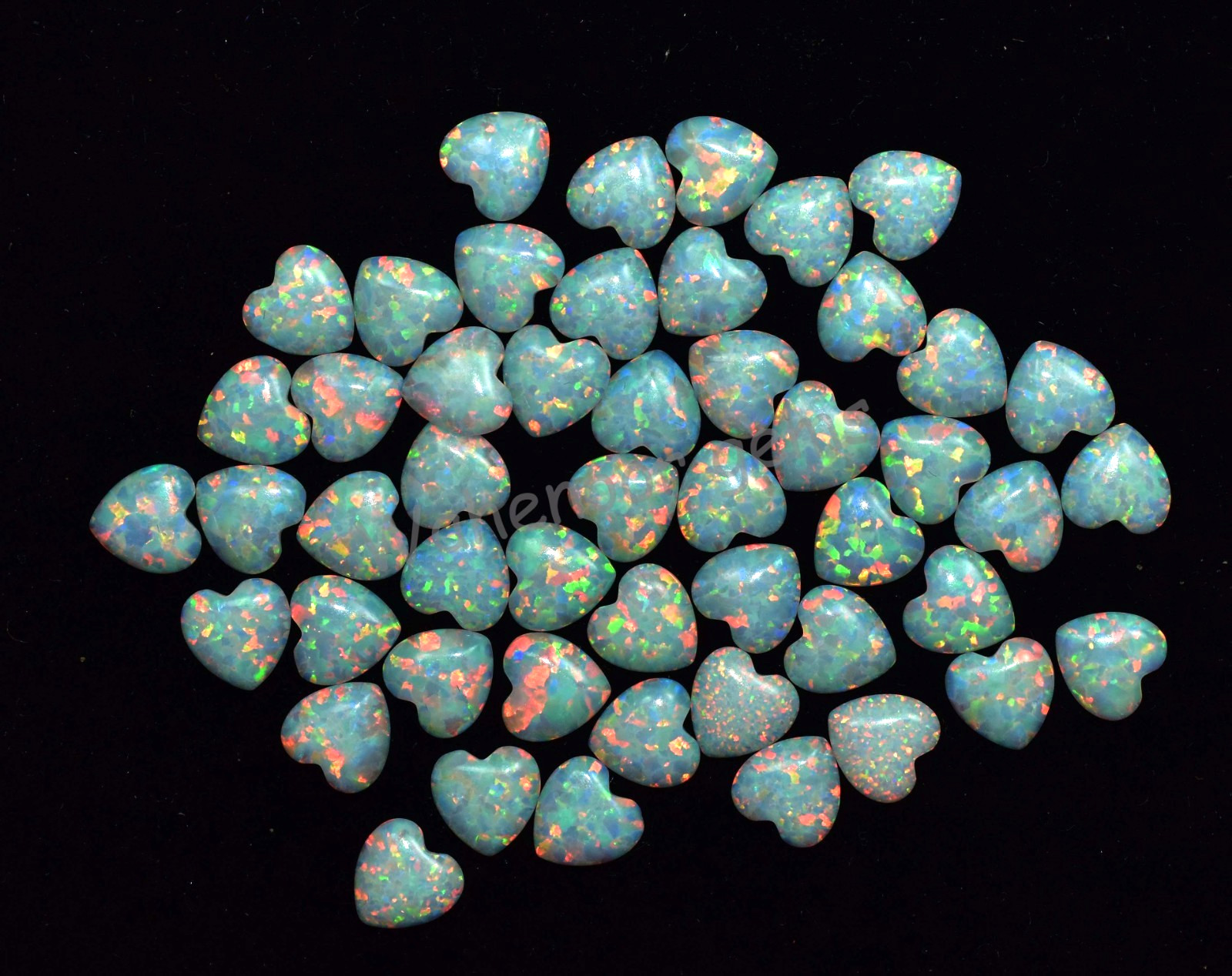 50 Pcs Natural White Fire Opal Heart Play Of Color 6.00 MM Certified Gemstone