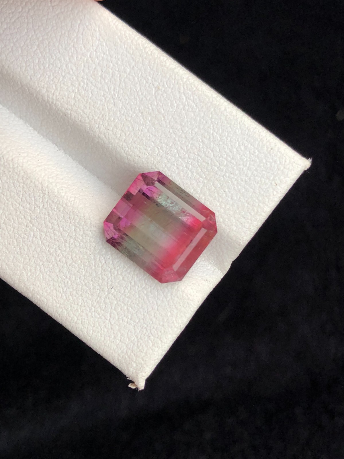 Tri-Color Tourmaline Gemstone: Emerald Cut, Afghanistan Origin, 6.8 Carats