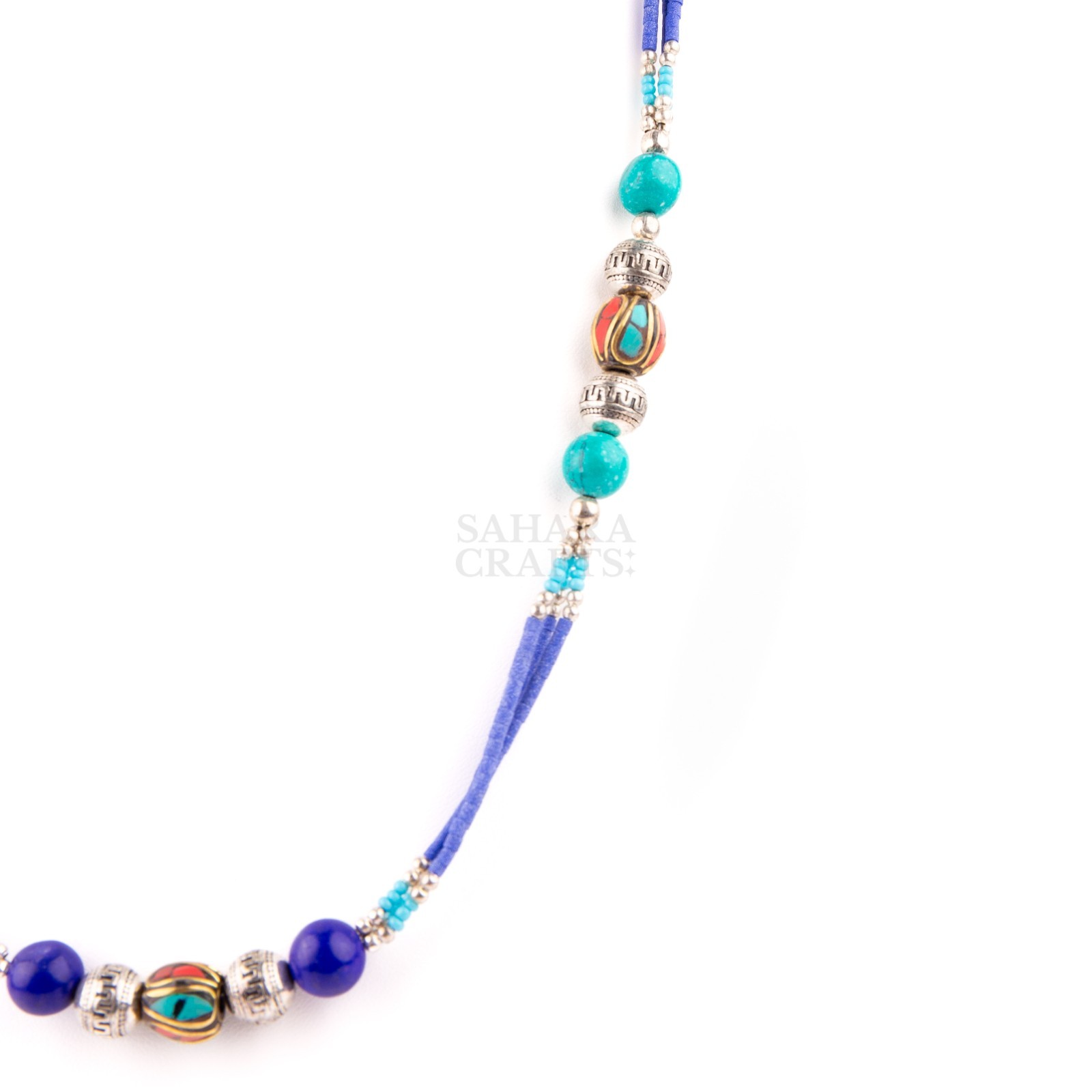 Tibetan Beaded, Turquoise Lapis Lazuli Beads, Traditional Tibetan Bead Jewelry,