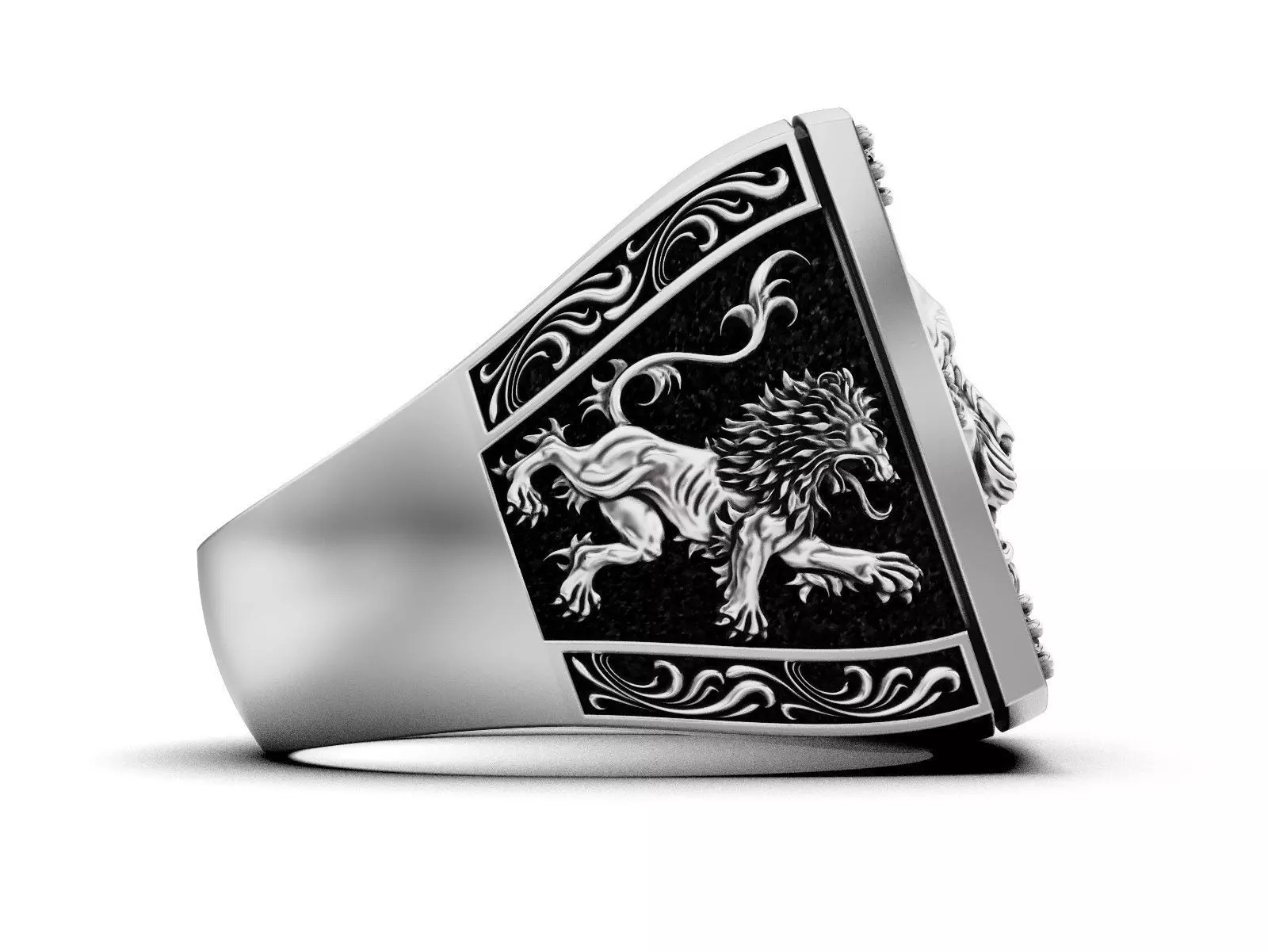 Oxidized Men’s Royal Lion Head Gothic Punk 925 Sterling Silver Statement Rings
