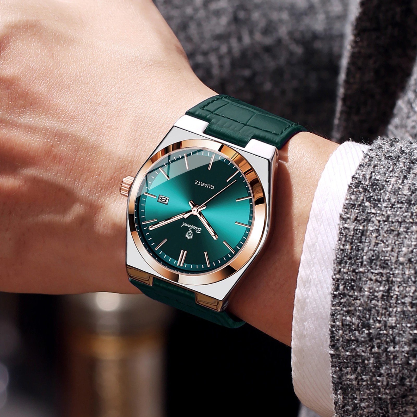 BINBOND Luxury quartz wristwatches luminous waterproof auto date men’s watch bus