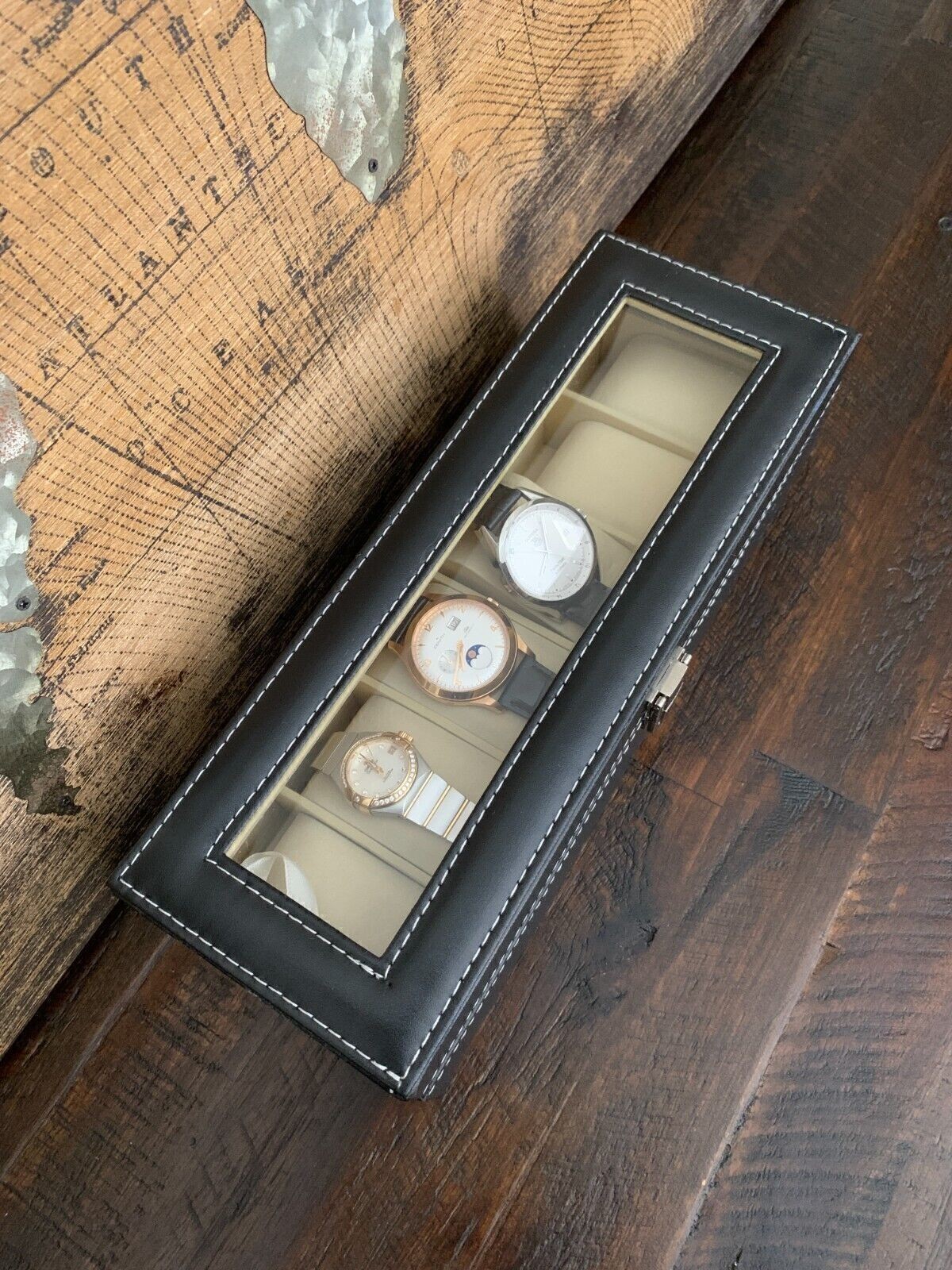 Watch Box Case Organizer 6 Slots Watches Holder Jewelry Storage Display Gift US
