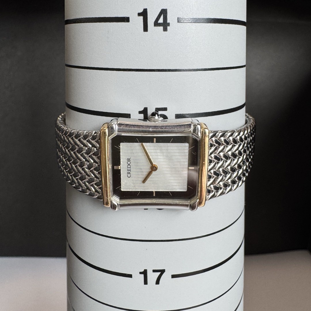 Working SEIKO Credor 8420 6690 18K Shell Dial Watch from Japan