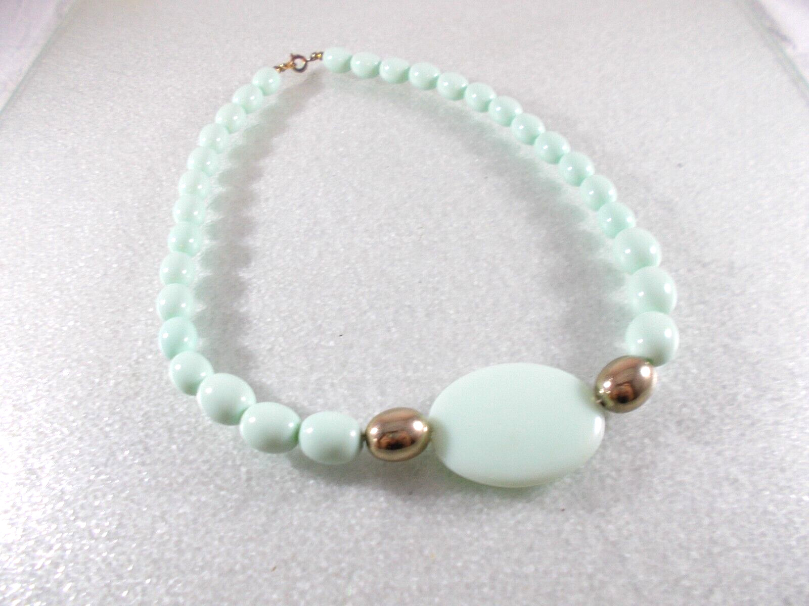 VTG Light Aqua Color Acrylic Bead Choker Necklace Free Shipping